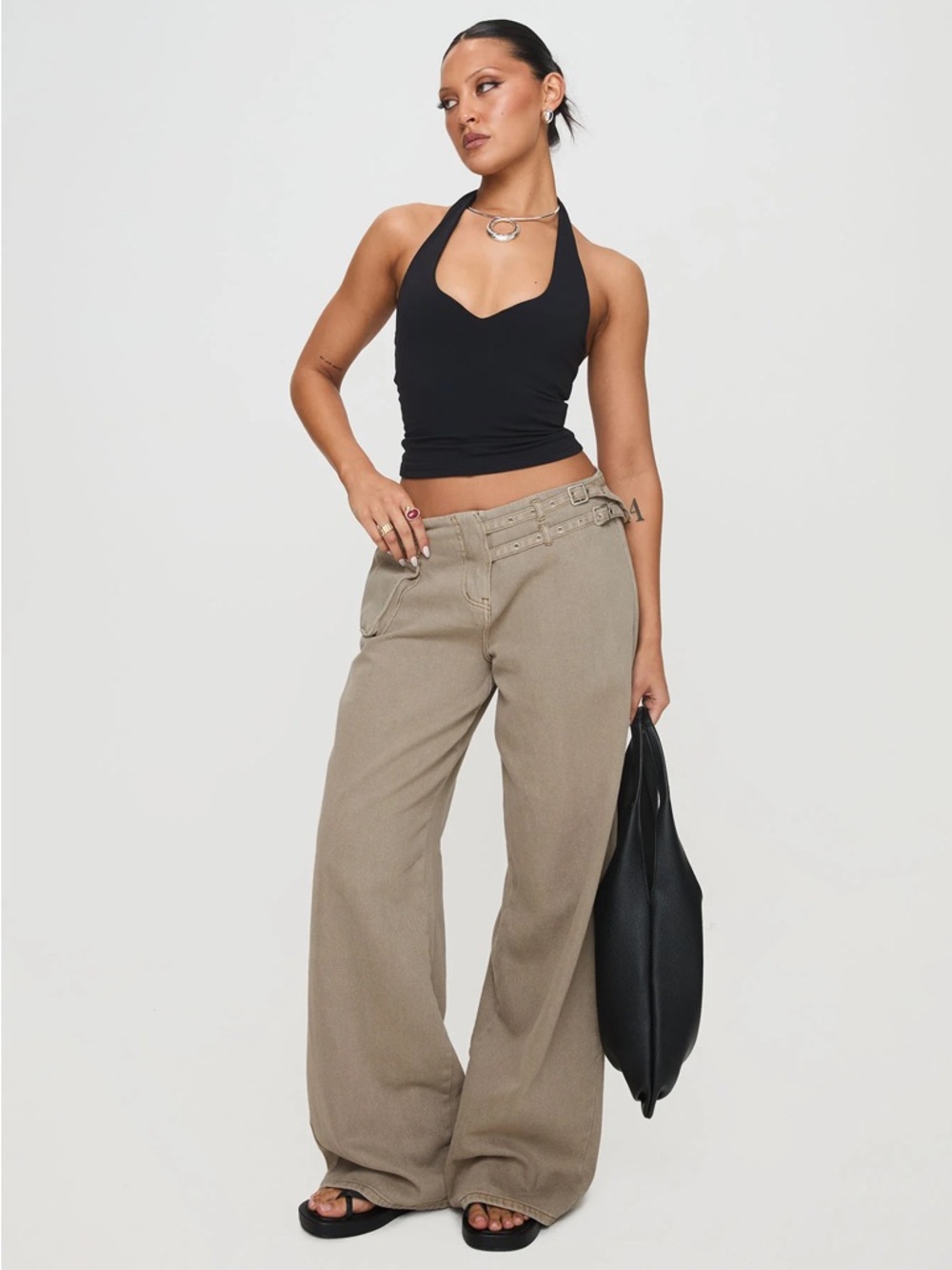 NWT Princess Polly Paltrow Midrise Wide Leg Cargo Jeans/Washed Brown/ size 4